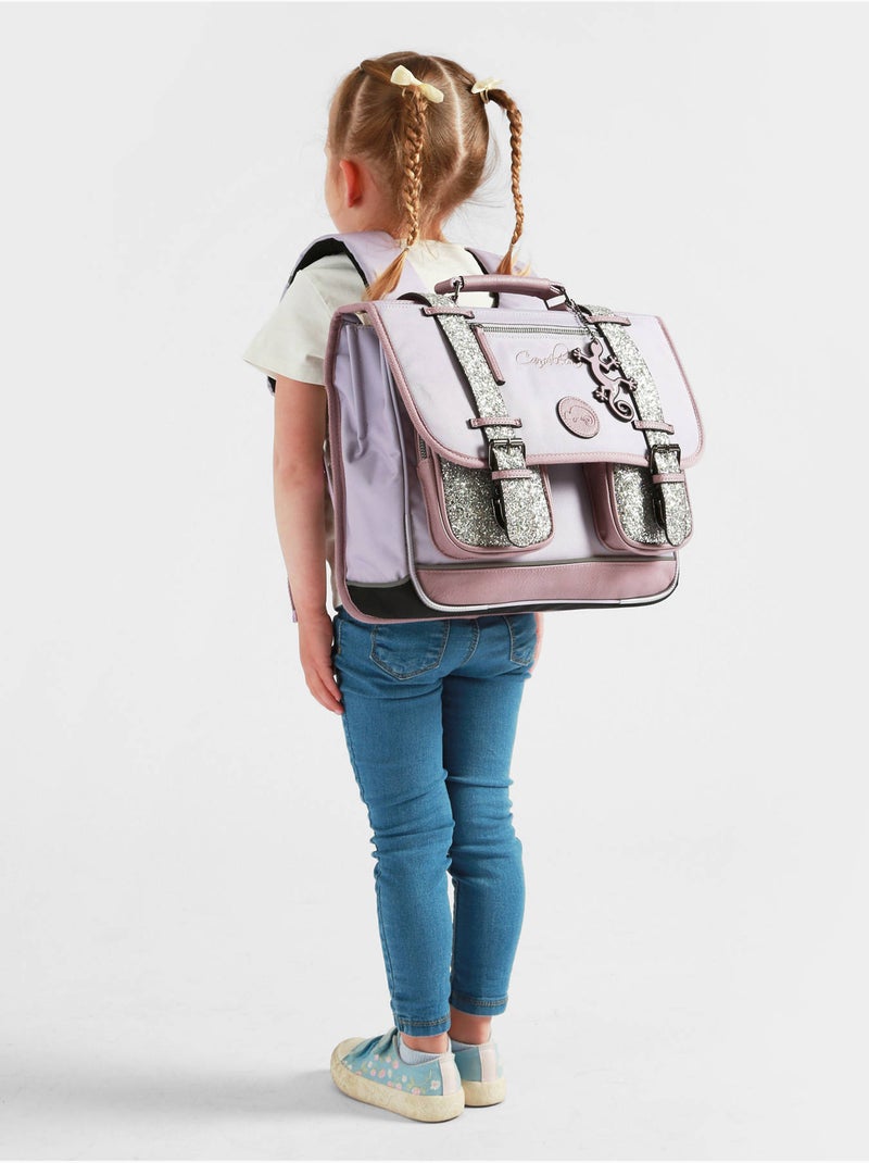 Cartable scolaire 35cm Caméléon Vintage Fantasy avec 2 compartiments - CP Violet clair - Kiabi
