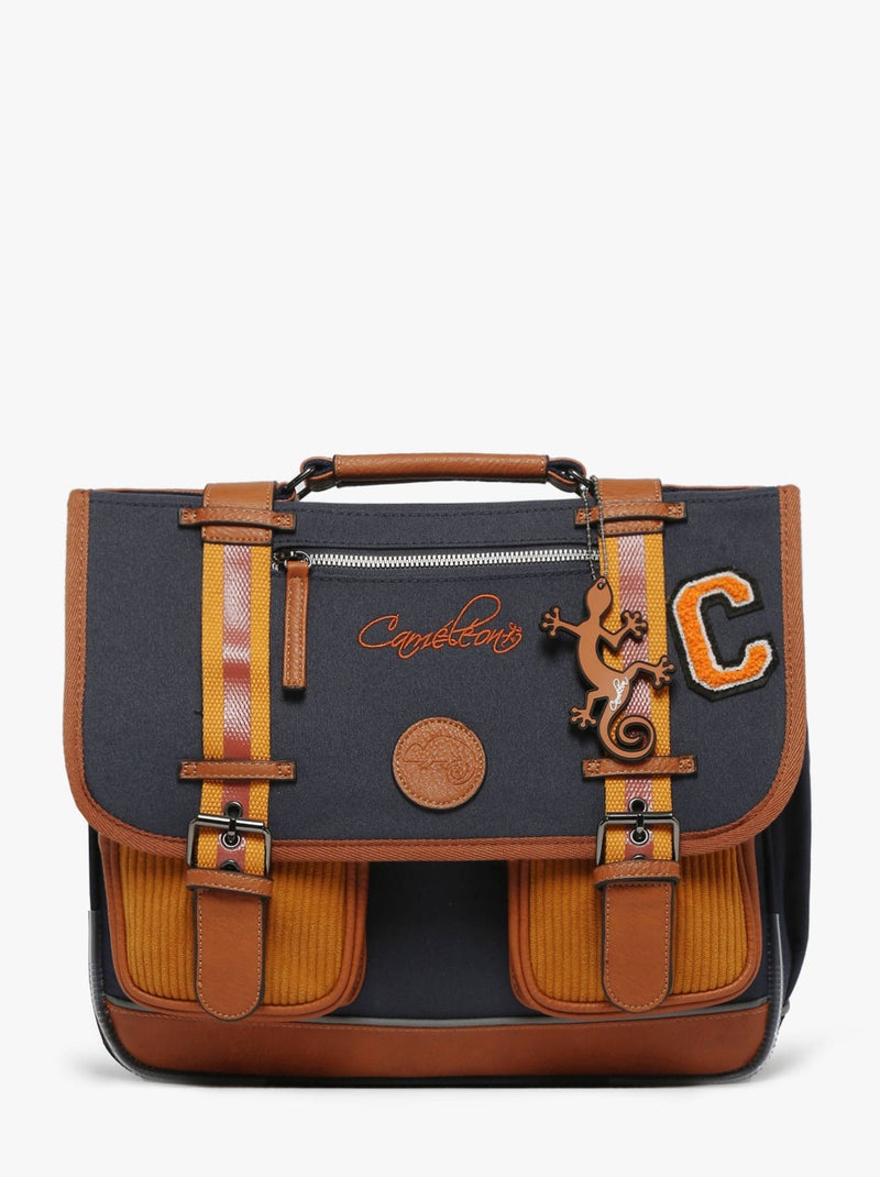 Cartable scolaire 35cm Caméléon Vintage Urban avec 2 compartiments - CP Bleu Marron Bleu - Kiabi