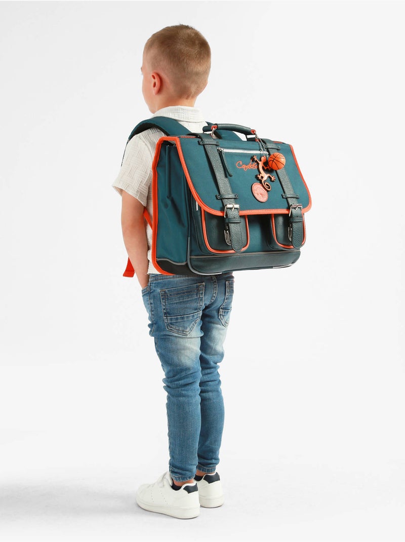 Cartable scolaire 35cm Caméléon Vintage Urban avec 2 compartiments - CP Bleu Orange - Kiabi