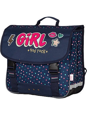 Cartable scolaire 38 cm 2 compartiments KIP Girl You Rock bleu marine