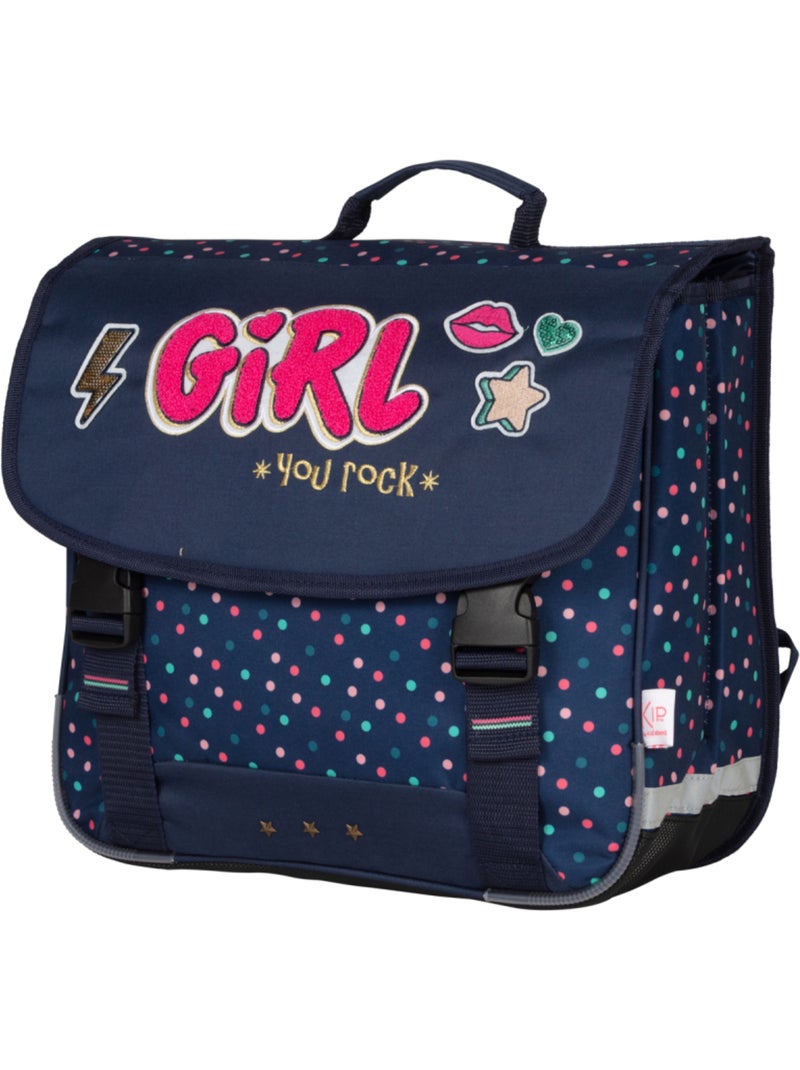 Cartable scolaire 38 cm 2 compartiments KIP Girl You Rock bleu marine Bleu marine - Kiabi