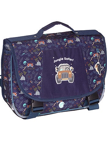 Cartable scolaire 38 cm 2 compartiments KIP Jungle Safari bleu