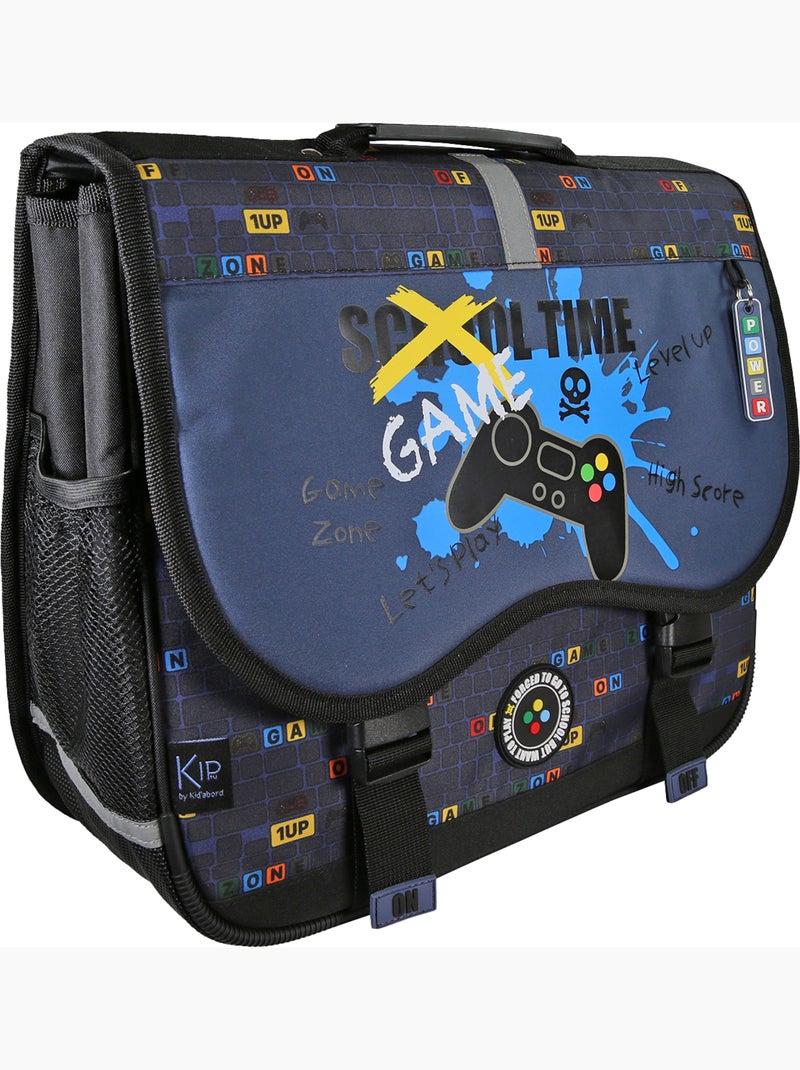 Cartable scolaire 38 cm 2 compartiments KIP School Time bleu noir Bleu marine - Kiabi