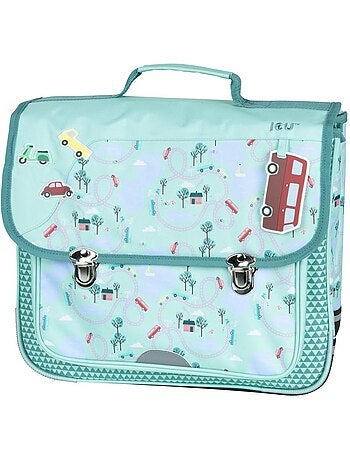 Cartable scolaire 38 cm à rabat 2 compartiments thème voitures