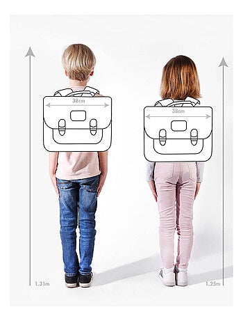 Cartable scolaire 38 cm Ligne Basic Caméléon. Intérieur 2 compartiments - CP/CE1/CE2