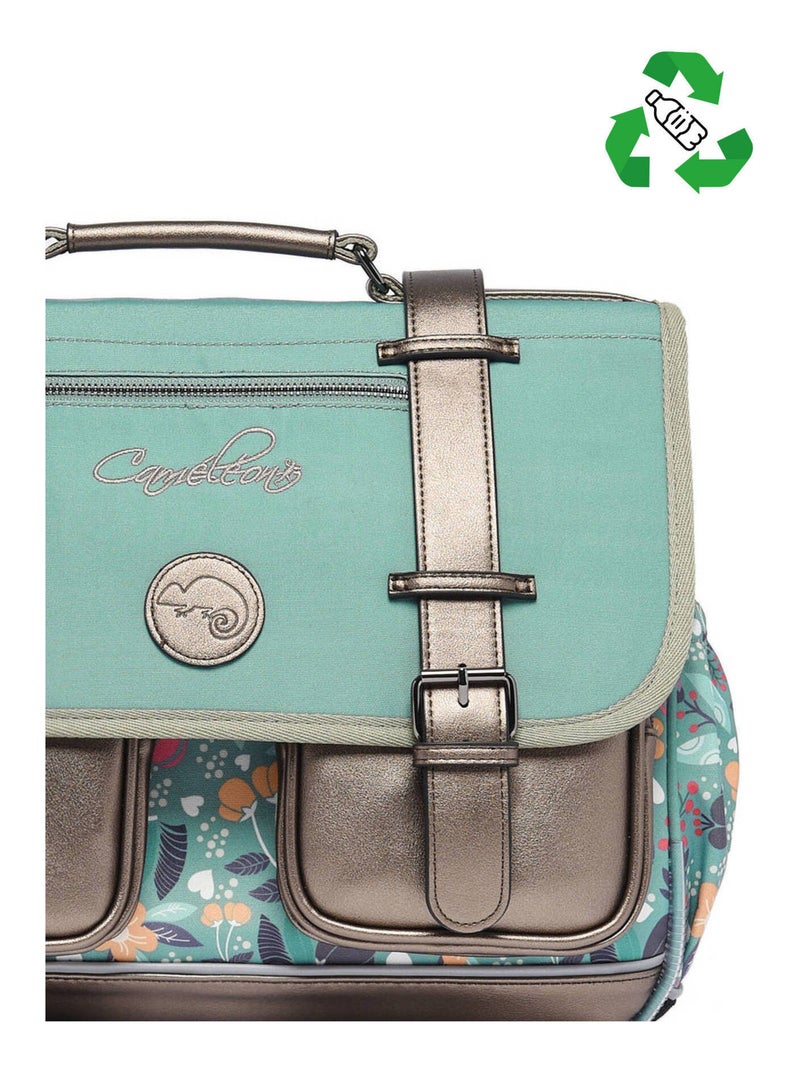 Cartable scolaire 38cm Caméléon Vintage Fantasy avec 2 compartiments - CP/CE1/CE2 Bleu Gris - Kiabi