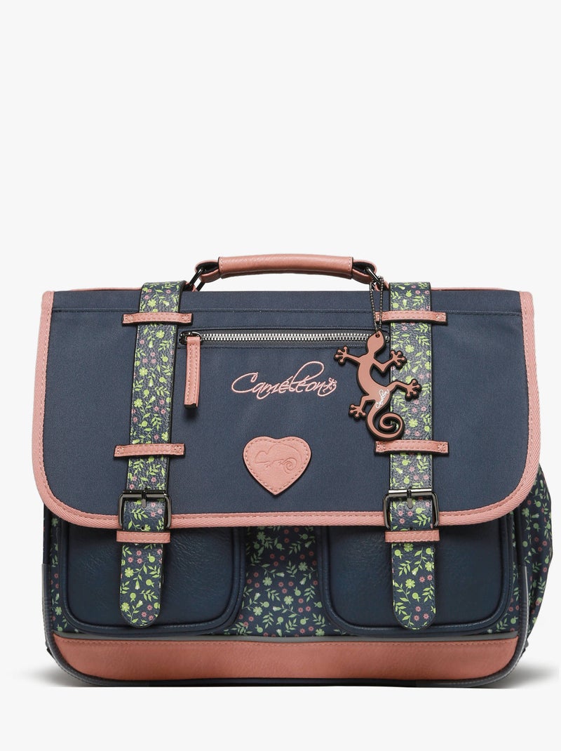 Cartable scolaire 38cm Caméléon Vintage Fantasy avec 2 compartiments - CP/CE1/CE2 Bleu Rose foncé - Kiabi