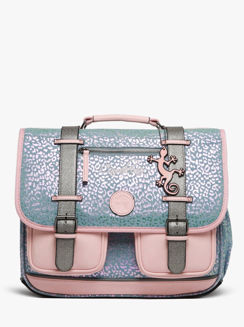 Cartable scolaire 38cm Caméléon Vintage Fantasy avec 2 compartiments - CP/CE1/CE2 Gris Rose foncé Gris - Kiabi