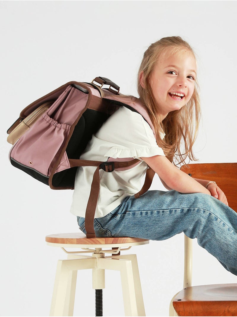 Cartable scolaire 38cm Caméléon Vintage Fantasy avec 2 compartiments - CP/CE1/CE2 Rose/Jaune - Kiabi