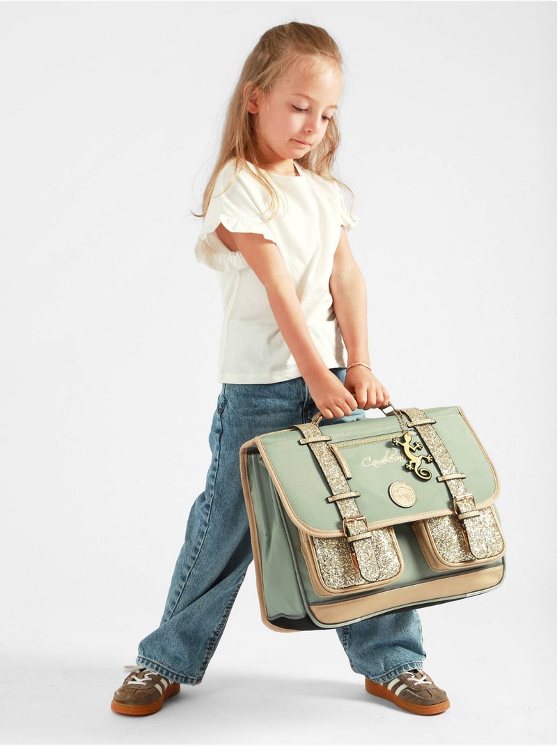 Cartable scolaire 38cm Caméléon Vintage Fantasy avec 2 compartiments - CP/CE1/CE2 Vert pistache - Kiabi