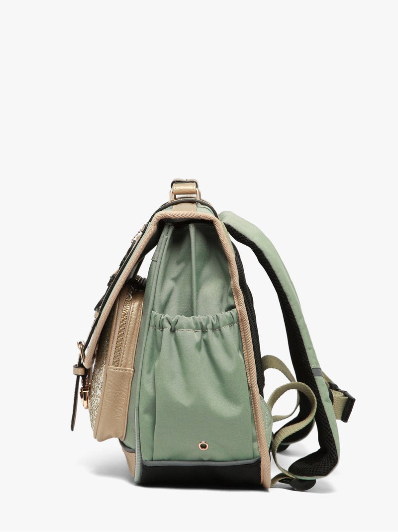 Cartable scolaire 38cm Caméléon Vintage Fantasy avec 2 compartiments - CP/CE1/CE2 Vert pistache - Kiabi