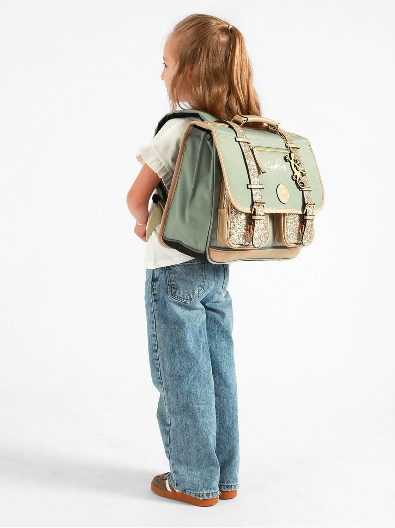 Cartable scolaire 38cm Caméléon Vintage Fantasy avec 2 compartiments - CP/CE1/CE2 Vert pistache - Kiabi
