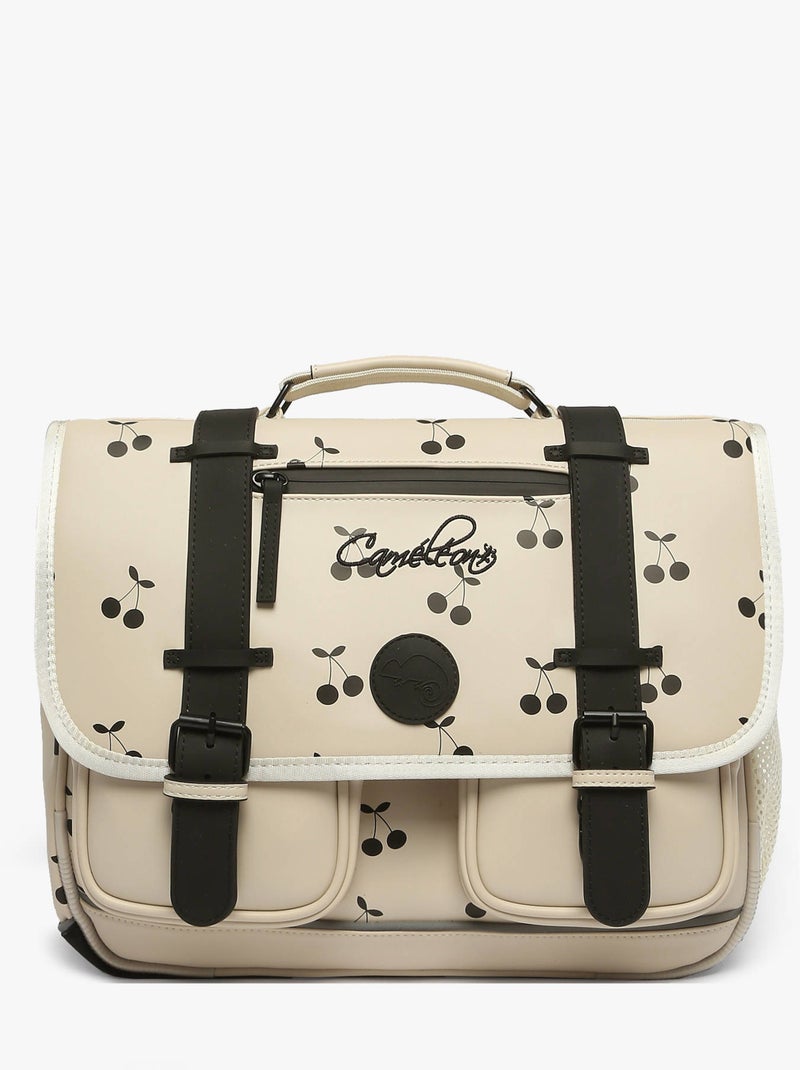Cartable scolaire 38cm Caméléon Vintage North avec 2 compartiments - CP/CE1/CE2 Beige/Noir - Kiabi
