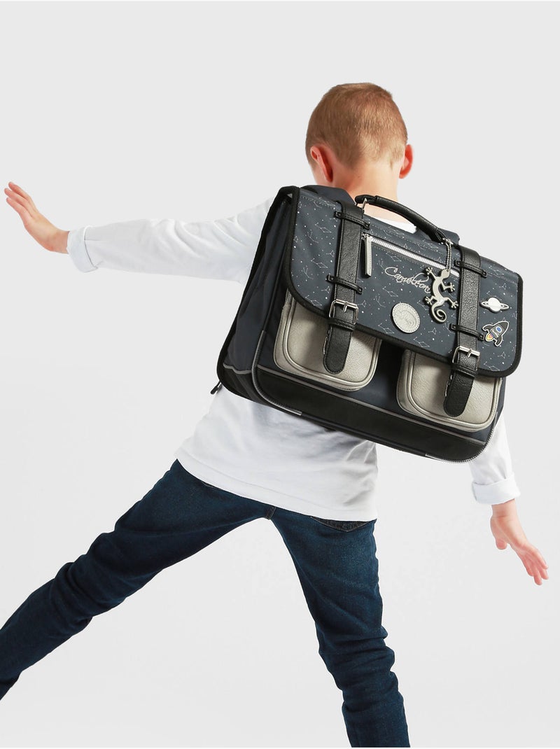 Cartable scolaire 38cm Caméléon Vintage Urban avec 2 compartiments - CP/CE1/CE2 Bleu gris - Kiabi