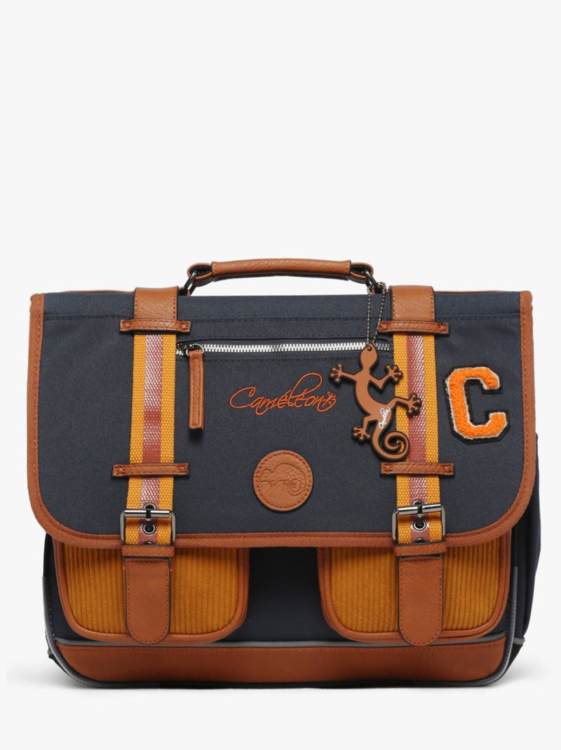 Cartable scolaire 38cm Caméléon Vintage Urban avec 2 compartiments - CP/CE1/CE2 Bleu Marron Bleu - Kiabi