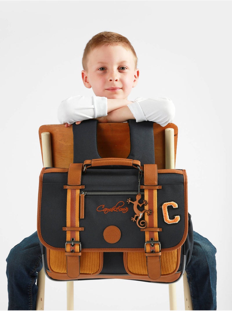 Cartable scolaire 38cm Caméléon Vintage Urban avec 2 compartiments - CP/CE1/CE2 Bleu Marron Bleu - Kiabi