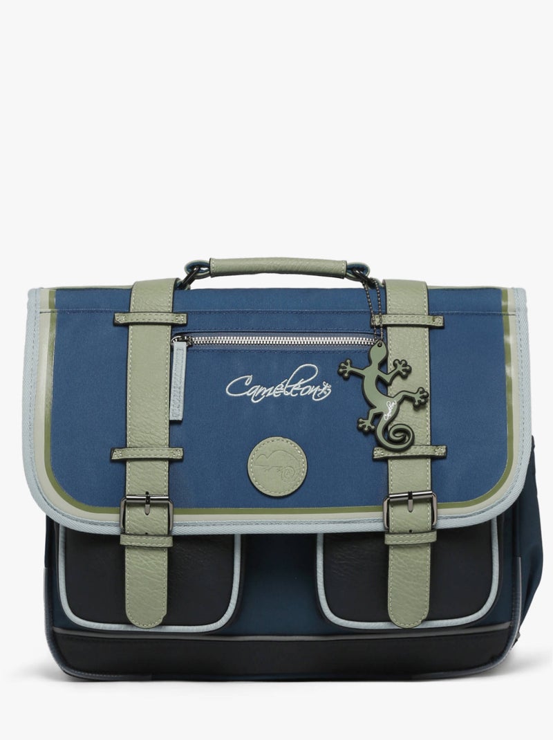 Cartable scolaire 38cm Caméléon Vintage Urban avec 2 compartiments - CP/CE1/CE2 Bleu Vert Noir - Kiabi