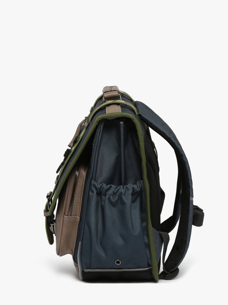 Cartable scolaire 38cm Caméléon Vintage Urban avec 2 compartiments - CP/CE1/CE2 Gris Kaki Bleu - Kiabi