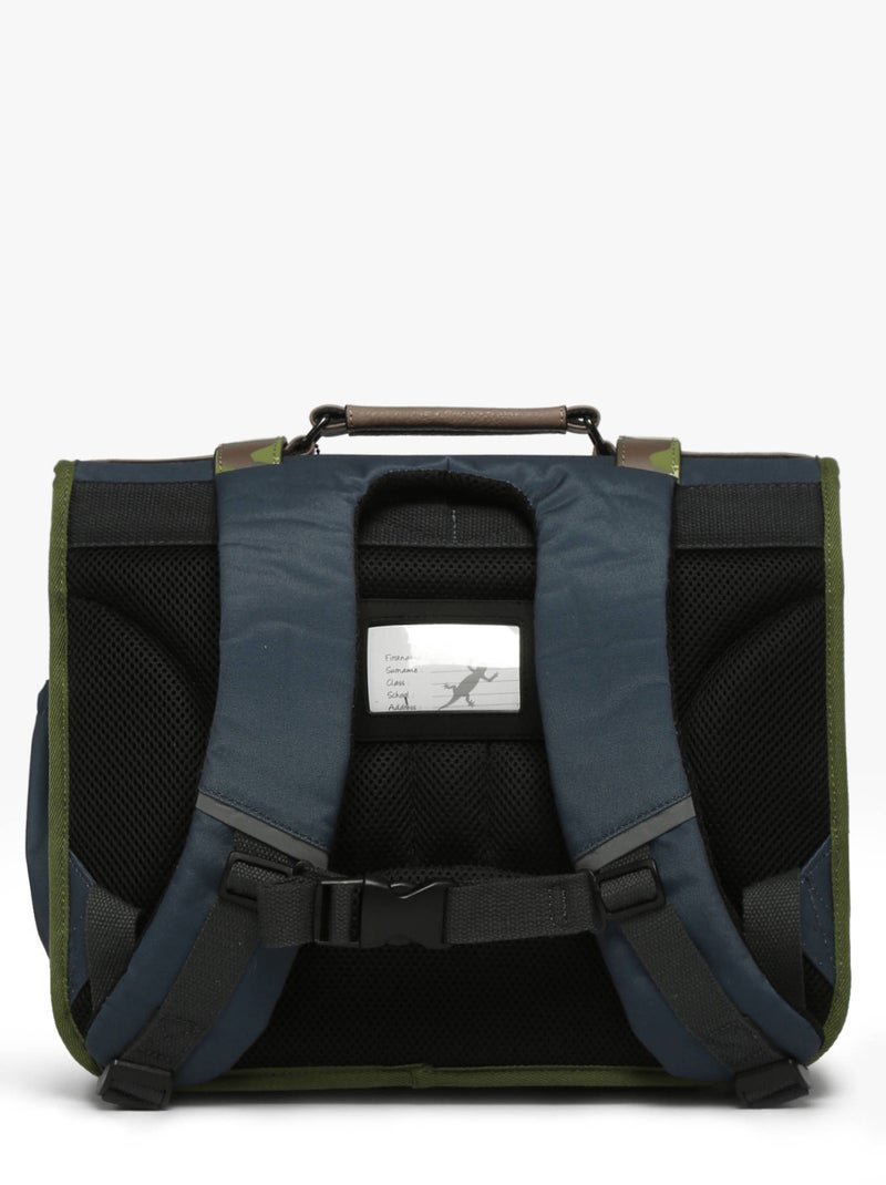 Cartable scolaire 38cm Caméléon Vintage Urban avec 2 compartiments - CP/CE1/CE2 Gris Kaki Bleu - Kiabi