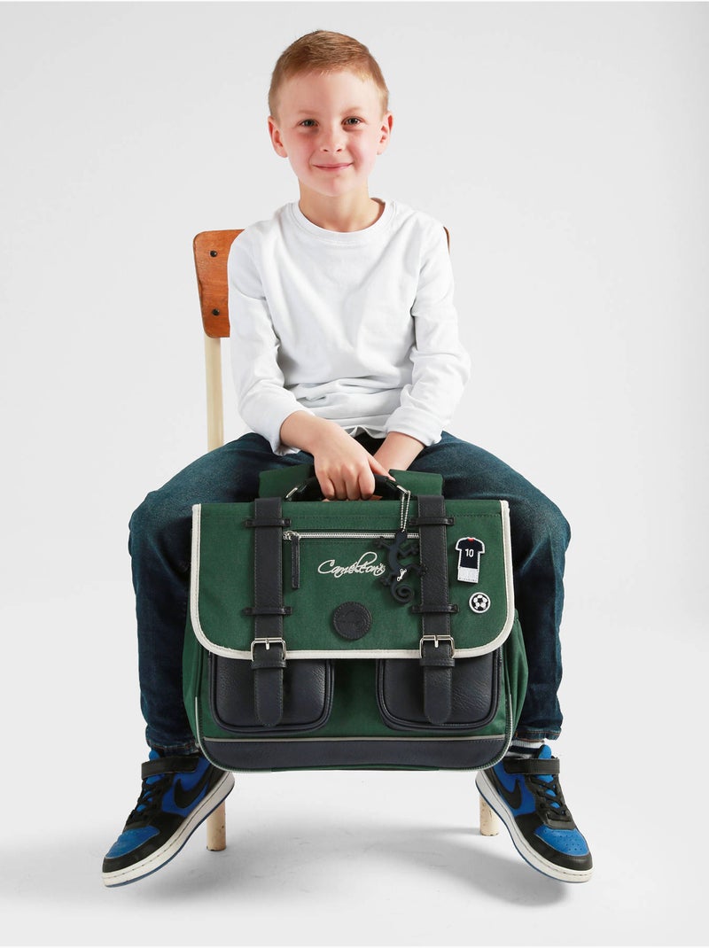 Cartable scolaire 38cm Caméléon Vintage Urban avec 2 compartiments - CP/CE1/CE2 Vert bouteille - Kiabi