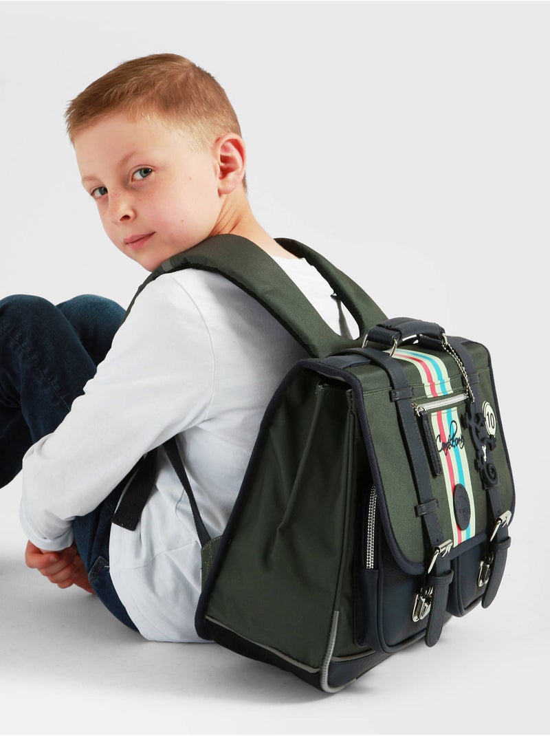 Cartable scolaire 38cm Caméléon Vintage Urban avec 2 compartiments - CP/CE1/CE2 Vert sapin - Kiabi