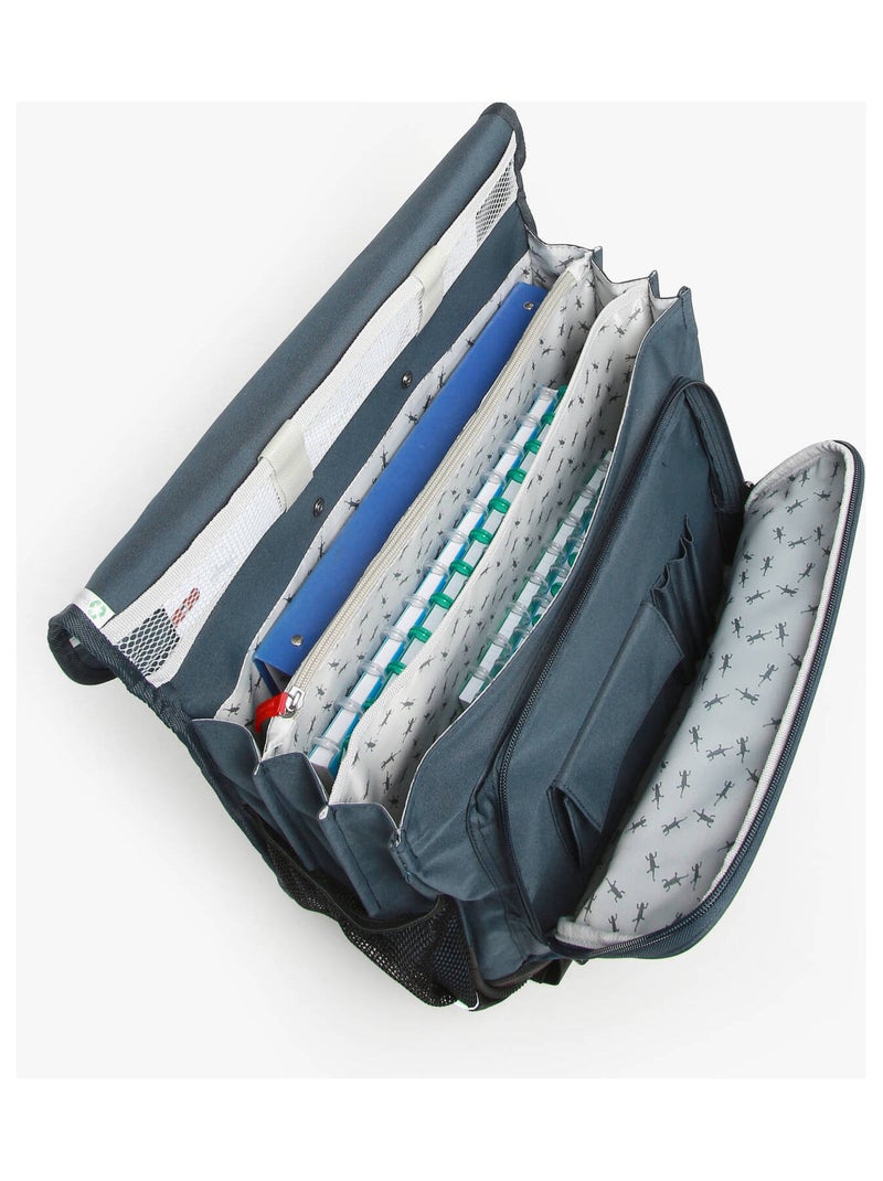 Cartable scolaire 41 cm Ligne Basic Caméléon. Intérieur 3 compartiments - CM1/CM2 Bleu Rouge - Kiabi