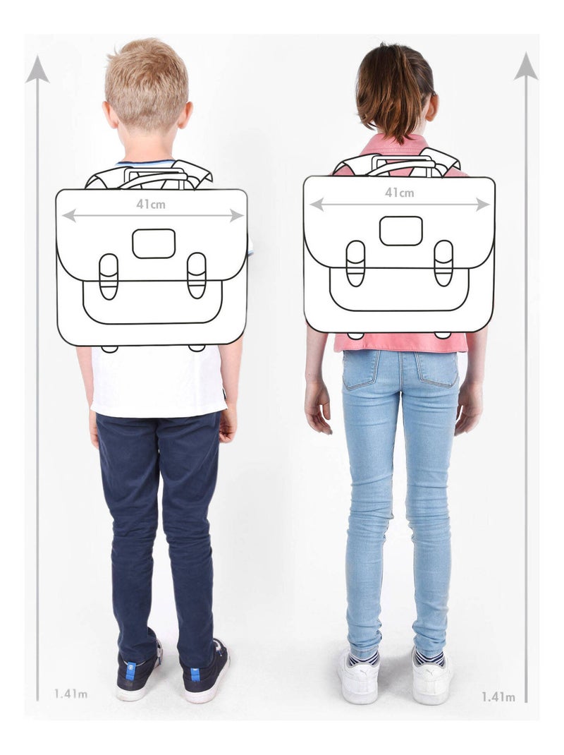 Cartable scolaire 41 cm Ligne Basic Caméléon. Intérieur 3 compartiments - CM1/CM2 Bleu Rouge - Kiabi