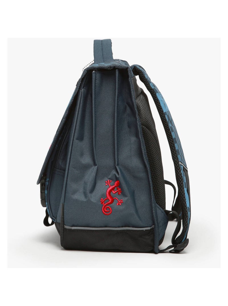 Cartable scolaire 41 cm Ligne Basic Caméléon. Intérieur 3 compartiments - CM1/CM2 Bleu Rouge - Kiabi