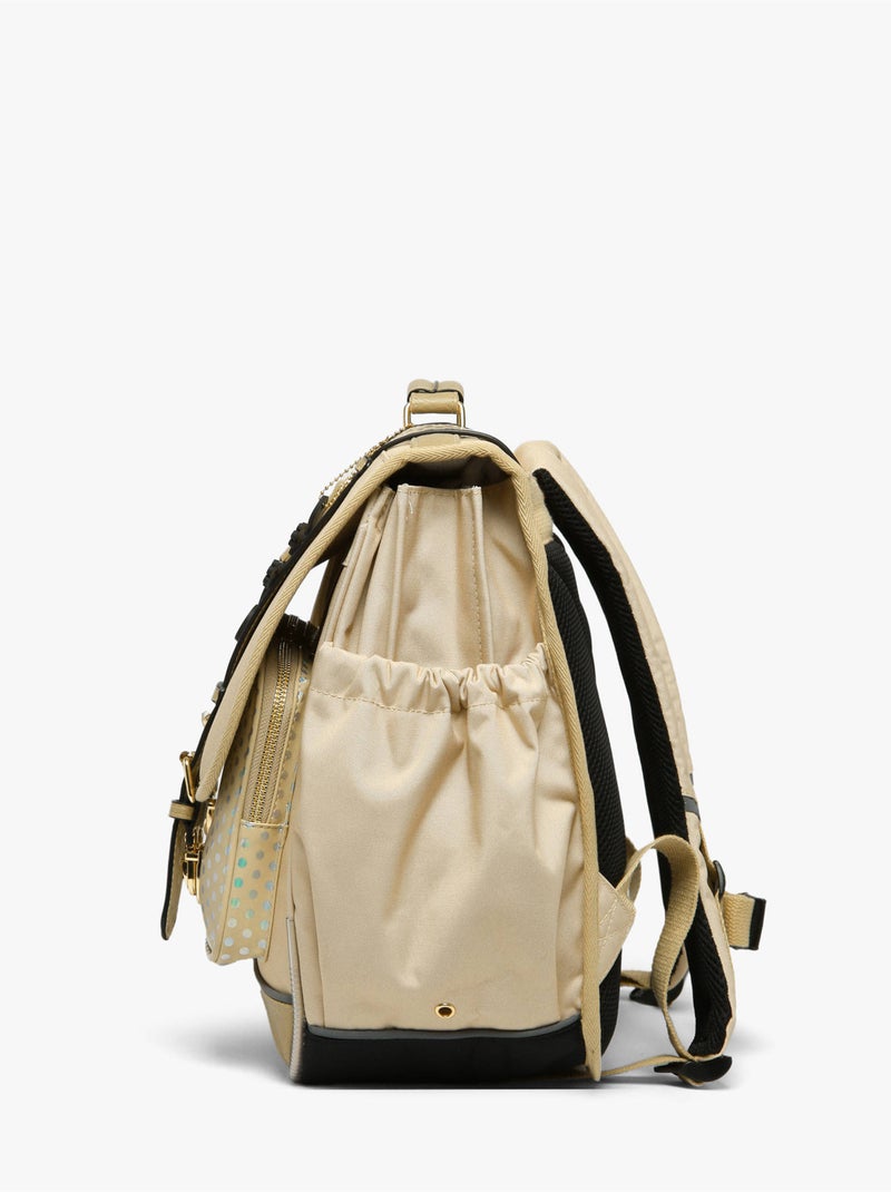 Cartable scolaire 41cm Caméléon Vintage Fantasy avec 3 compartiments - CM1/CM2 Beige argile - Kiabi