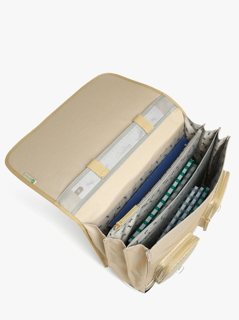 Cartable scolaire 41cm Caméléon Vintage Fantasy avec 3 compartiments - CM1/CM2 Beige argile - Kiabi