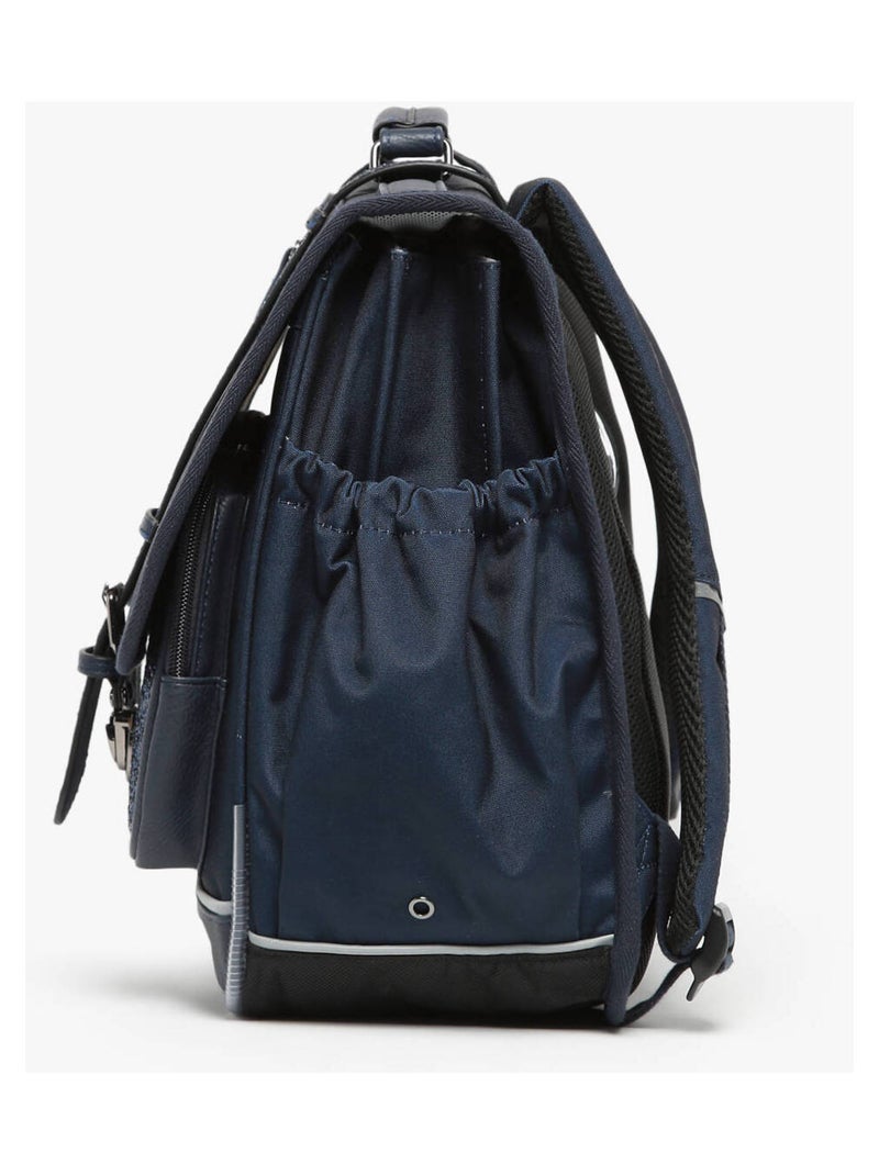 Cartable scolaire 41cm Caméléon Vintage Fantasy avec 3 compartiments - CM1/CM2 Bleu foncé - Kiabi