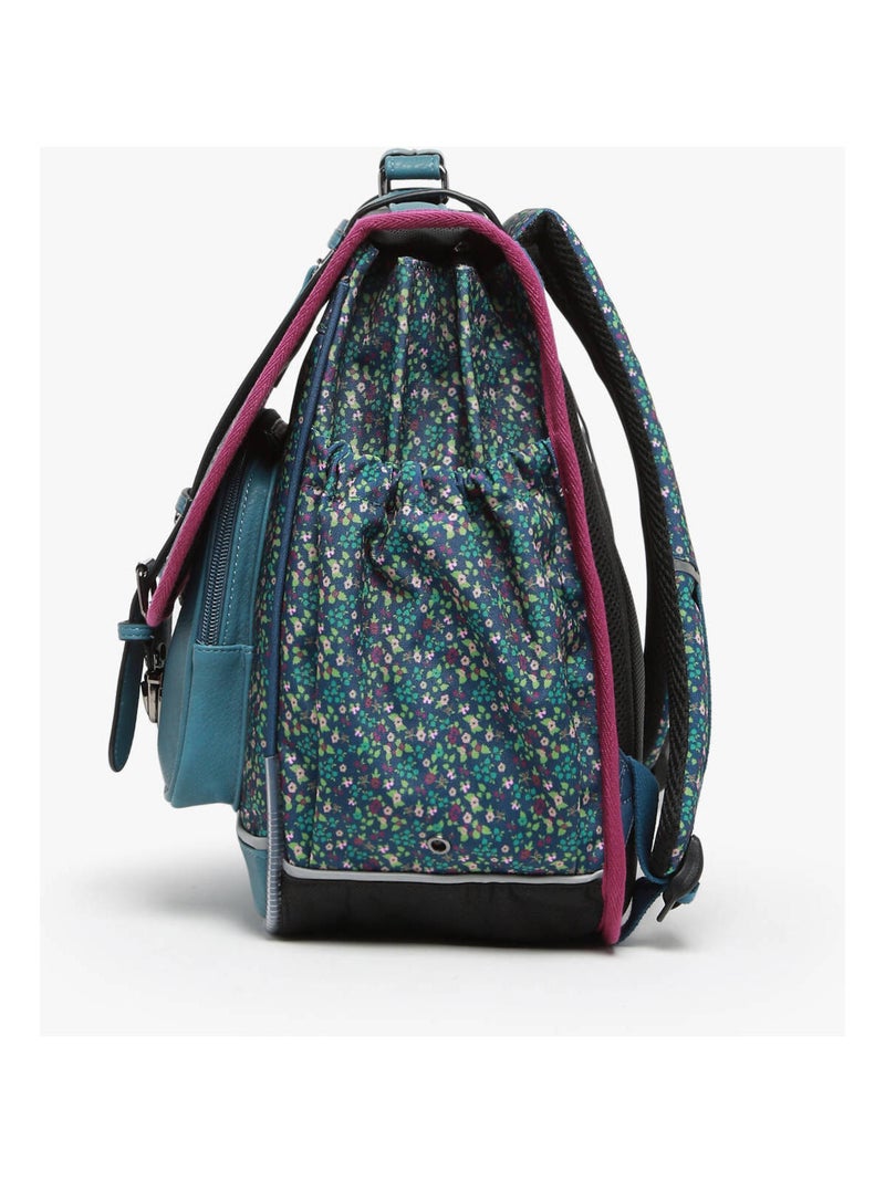 Cartable scolaire 41cm Caméléon Vintage Fantasy avec 3 compartiments - CM1/CM2 Bleu Jaune - Kiabi