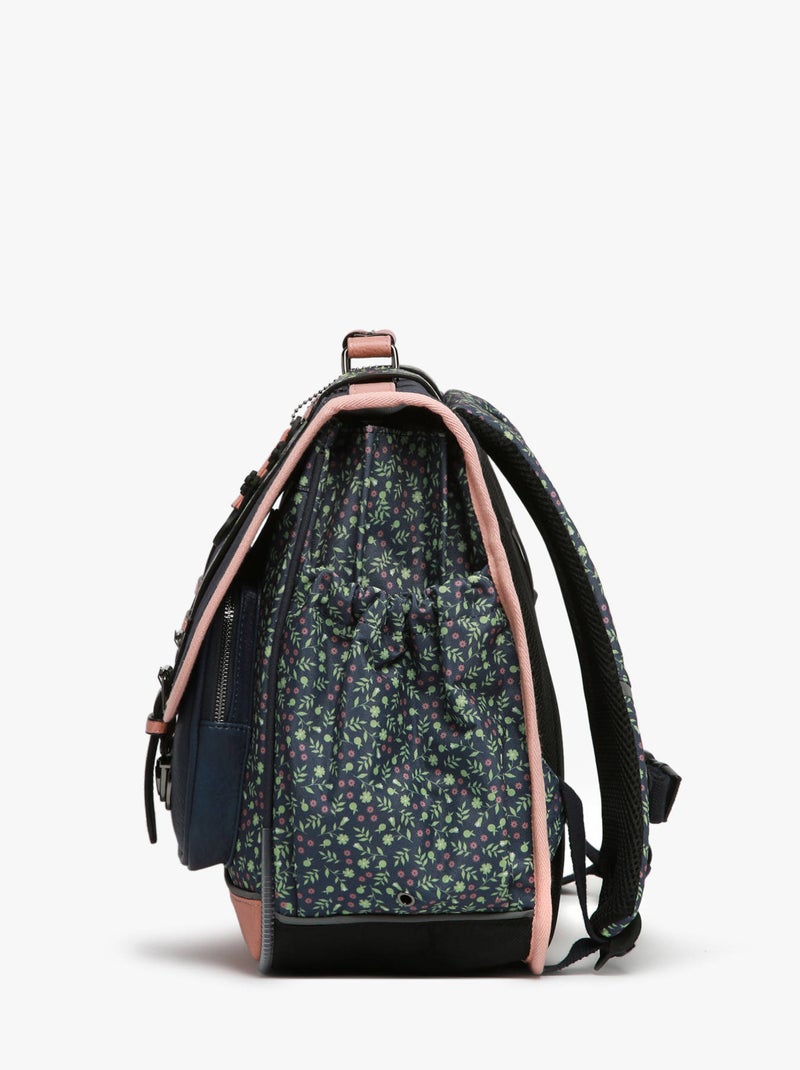 Cartable scolaire 41cm Caméléon Vintage Fantasy avec 3 compartiments - CM1/CM2 Bleu Rose foncé - Kiabi