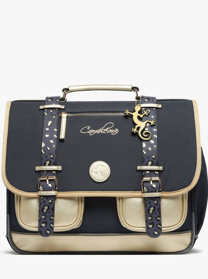 Cartable scolaire 41cm Caméléon Vintage Fantasy avec 3 compartiments - CM1/CM2 Noir Jaune - Kiabi