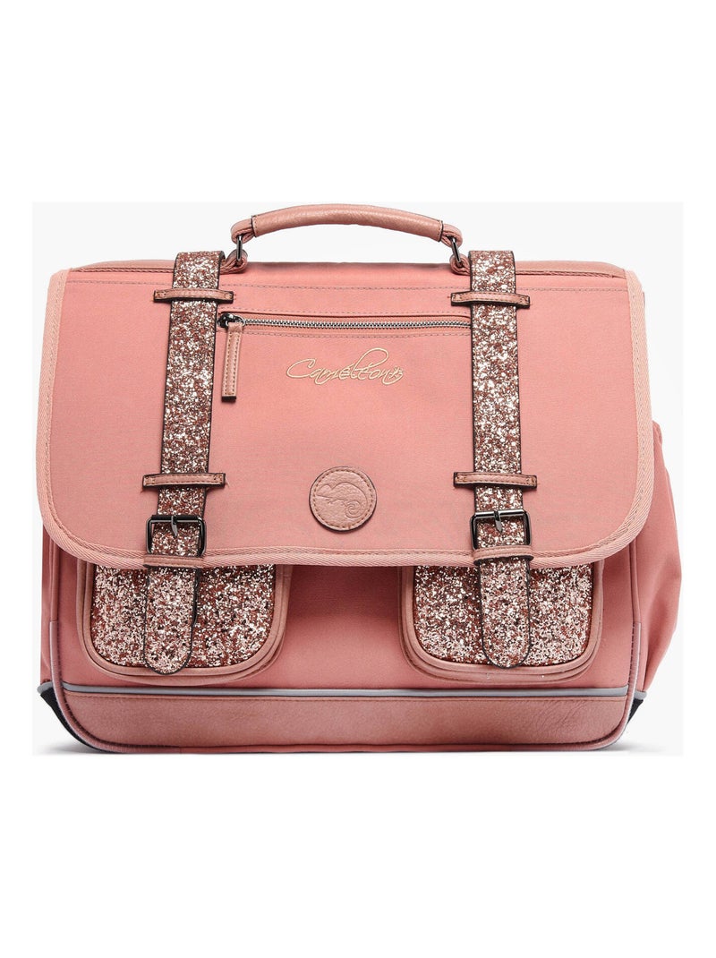 Cartable scolaire 41cm Caméléon Vintage Fantasy avec 3 compartiments - CM1/CM2 Rose bonbon - Kiabi