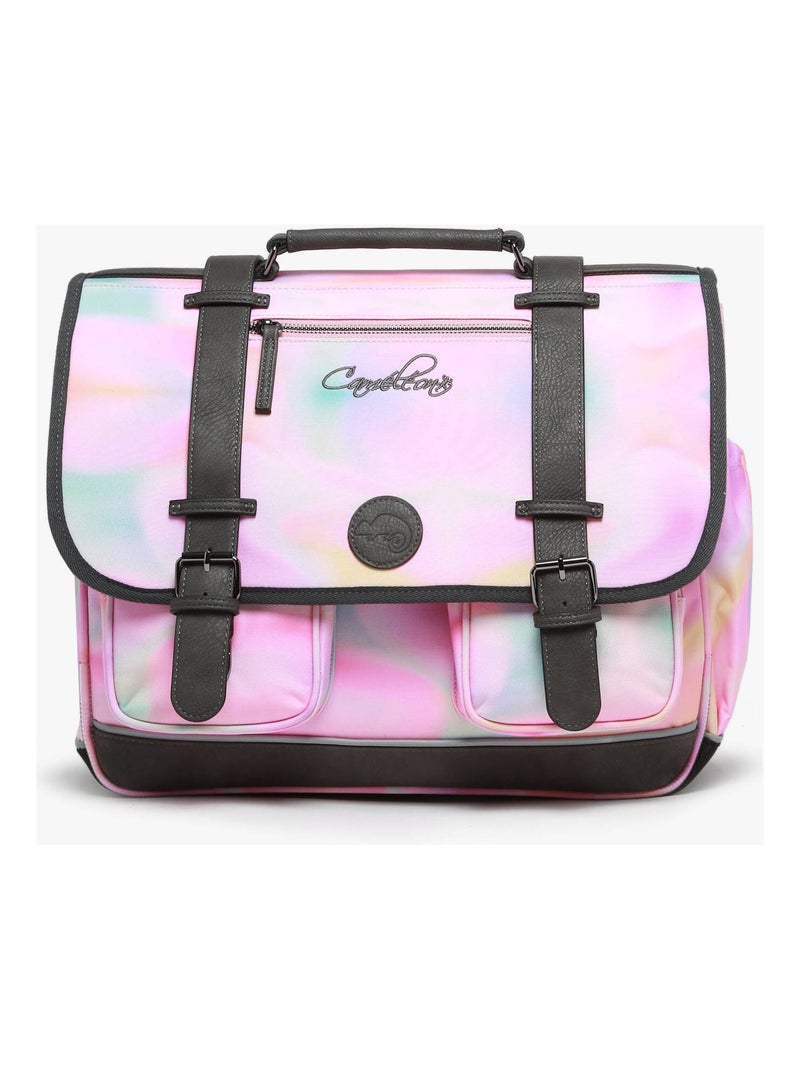 Cartable scolaire 41cm Caméléon Vintage Fantasy avec 3 compartiments - CM1/CM2 Rose pâle - Kiabi