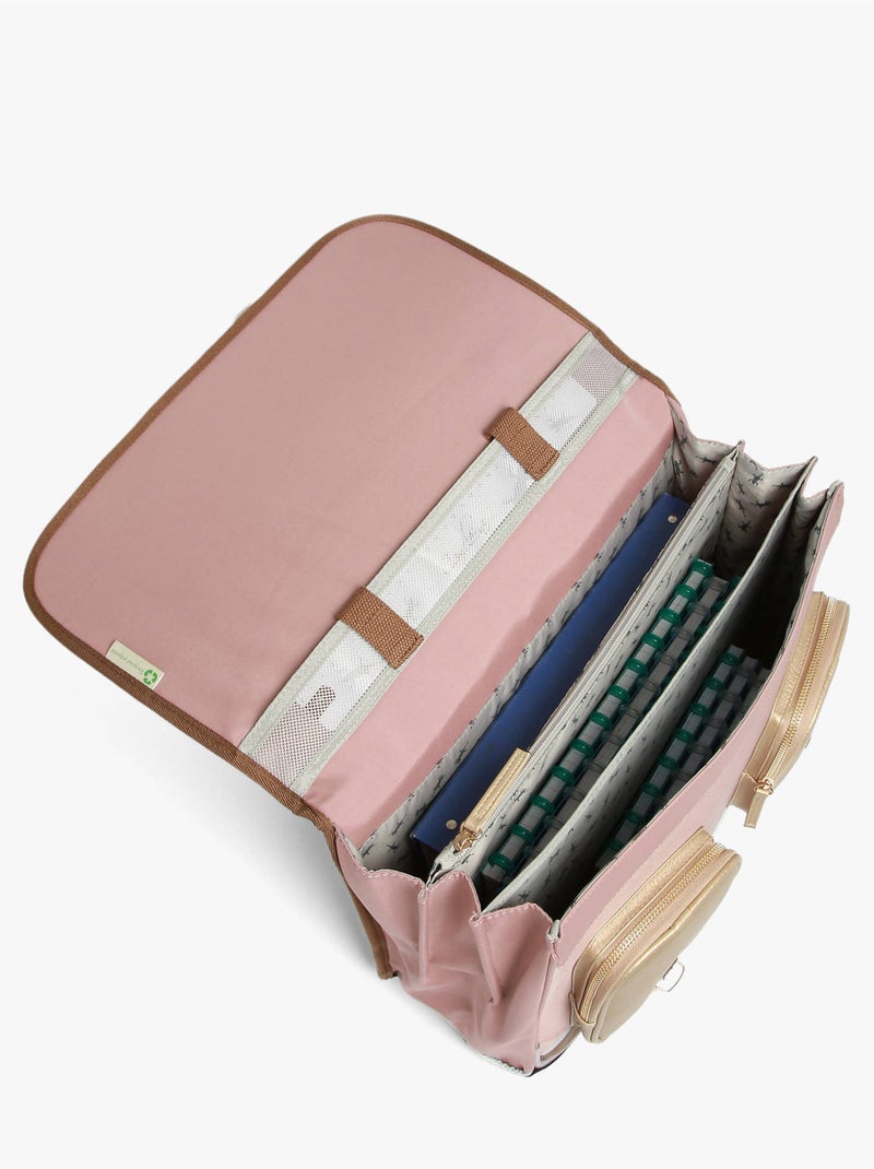Cartable scolaire 41cm Caméléon Vintage Fantasy avec 3 compartiments - CM1/CM2 Rose/Jaune - Kiabi