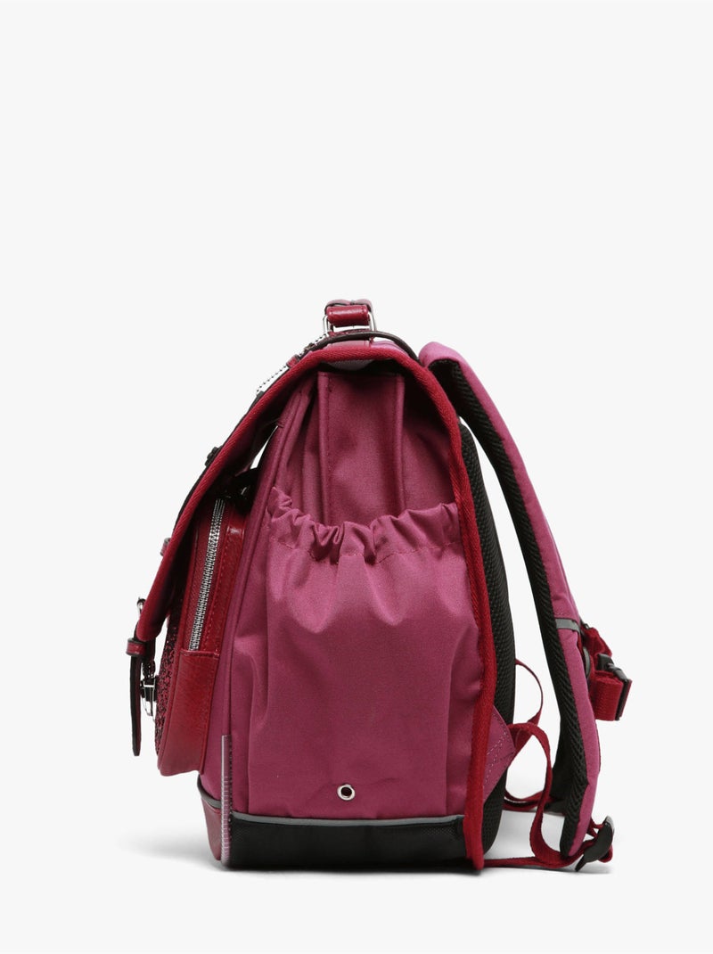 Cartable scolaire 41cm Caméléon Vintage Fantasy avec 3 compartiments - CM1/CM2 Rouge cerise - Kiabi