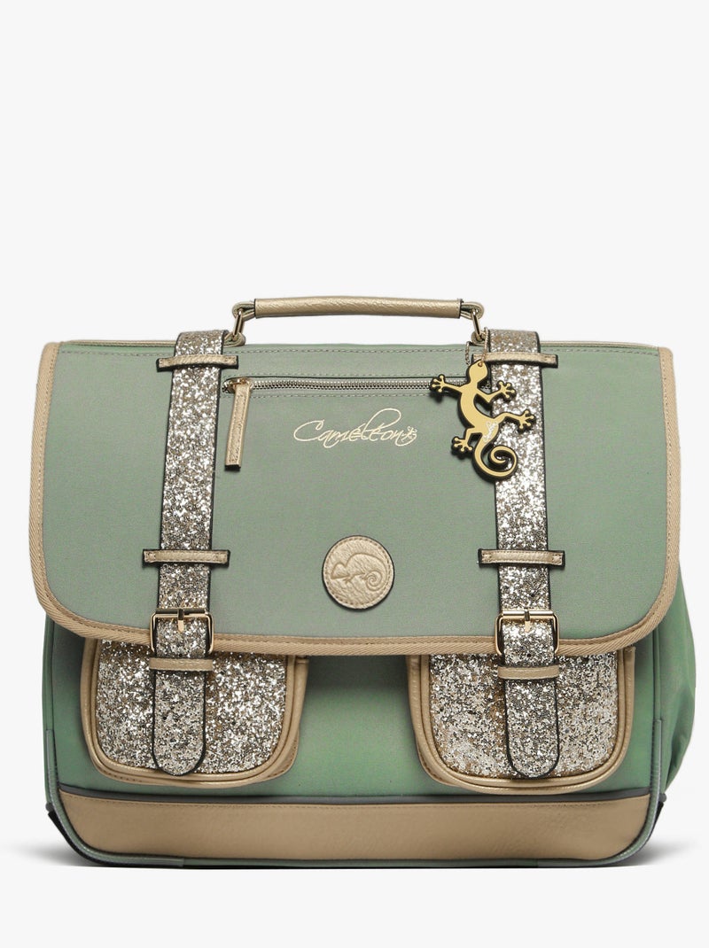 Cartable scolaire 41cm Caméléon Vintage Fantasy avec 3 compartiments - CM1/CM2 Vert pistache - Kiabi