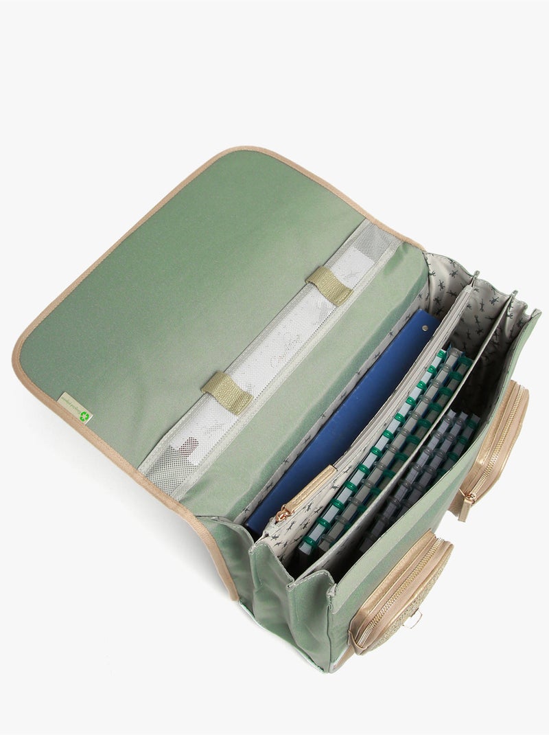 Cartable scolaire 41cm Caméléon Vintage Fantasy avec 3 compartiments - CM1/CM2 Vert pistache - Kiabi