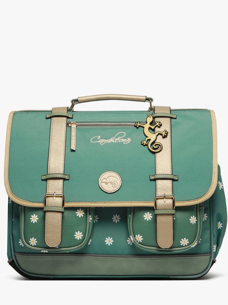 Cartable scolaire 41cm Caméléon Vintage Fantasy avec 3 compartiments - CM1/CM2 Vert Sauge - Kiabi