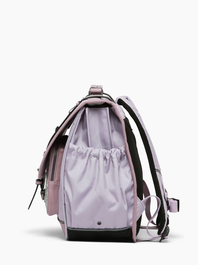 Cartable scolaire 41cm Caméléon Vintage Fantasy avec 3 compartiments - CM1/CM2 Violet clair - Kiabi