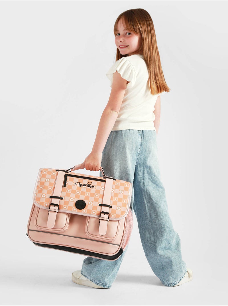 Cartable scolaire 41cm Caméléon Vintage North avec 3 compartiments - CM1/CM2 Abricot - Kiabi