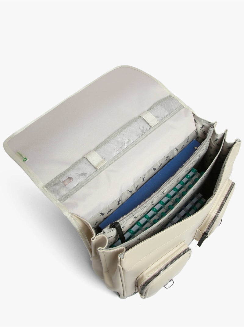 Cartable scolaire 41cm Caméléon Vintage North avec 3 compartiments - CM1/CM2 Beige/Blanc - Kiabi