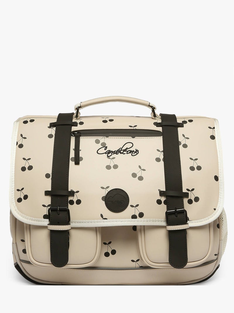 Cartable scolaire 41cm Caméléon Vintage North avec 3 compartiments - CM1/CM2 Beige/Noir - Kiabi
