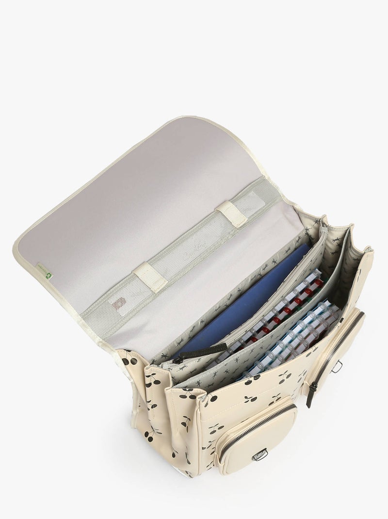 Cartable scolaire 41cm Caméléon Vintage North avec 3 compartiments - CM1/CM2 Beige/Noir - Kiabi