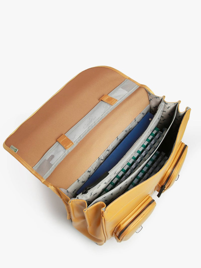 Cartable scolaire 41cm Caméléon Vintage North avec 3 compartiments - CM1/CM2 Blanc Jaune - Kiabi