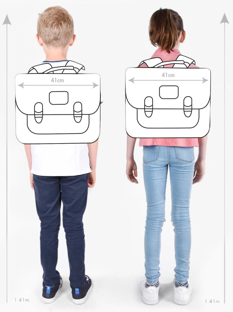 Cartable scolaire 41cm Caméléon Vintage North avec 3 compartiments - CM1/CM2 Blanc Jaune - Kiabi