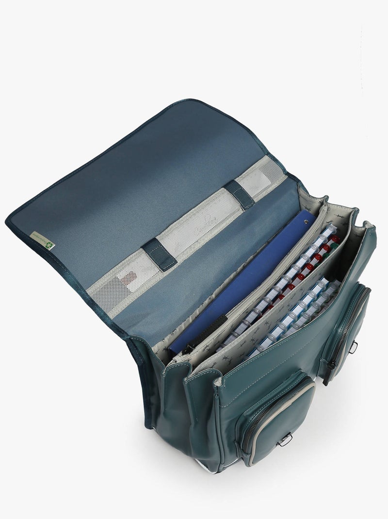 Cartable scolaire 41cm Caméléon Vintage North avec 3 compartiments - CM1/CM2 Bleu Noir - Kiabi