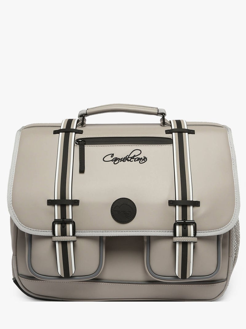 Cartable scolaire 41cm Caméléon Vintage North avec 3 compartiments - CM1/CM2 Gris Noir Blanc - Kiabi